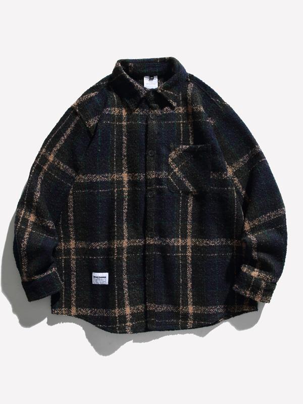 

Рубашка унисекс в американском стиле с лацканами в стиле ретро: Нишевый дизайн, длинный рукав, повседневный, свободный крой, подходит для весны и осени. Extra Large