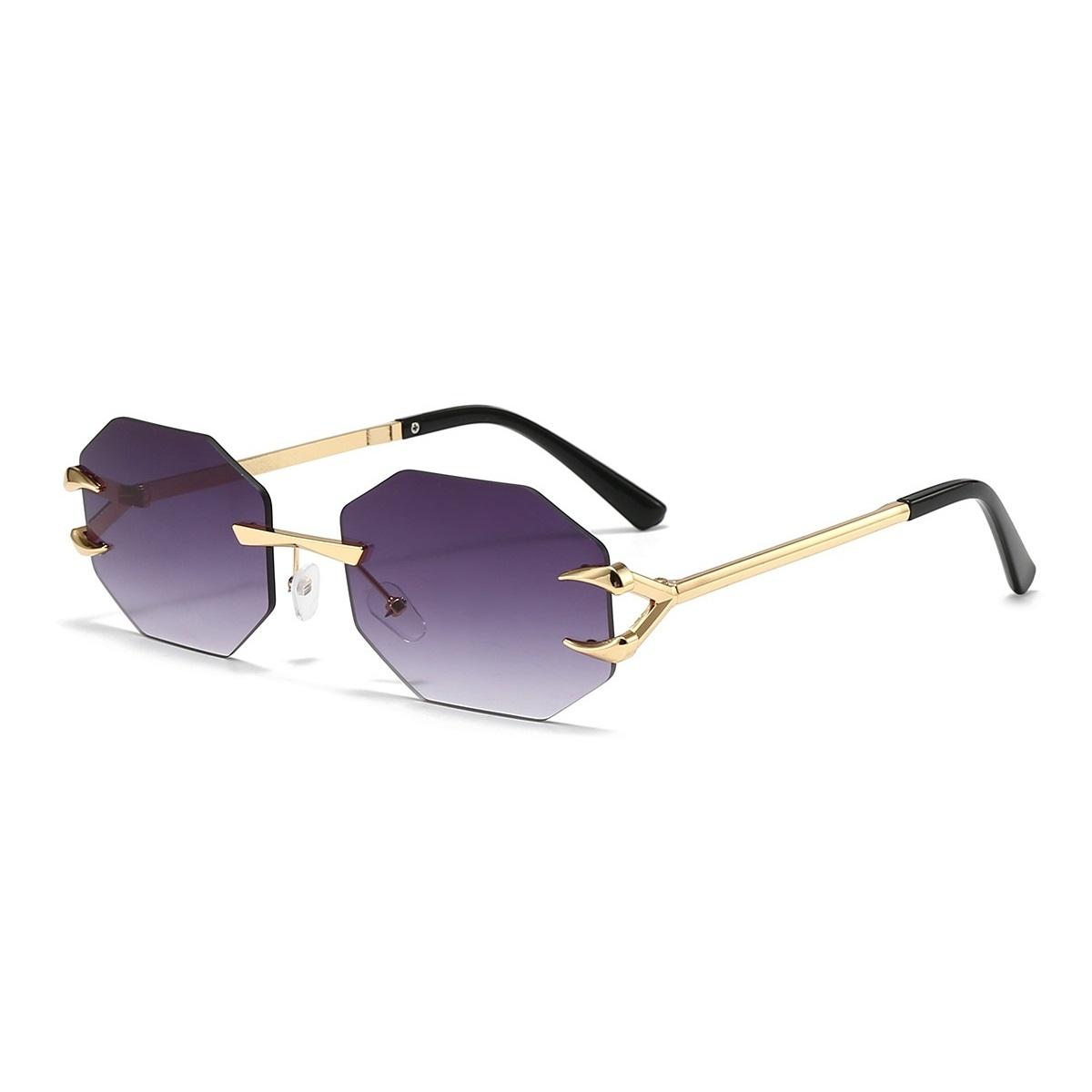 

Rimless Hexagon Sunglasses Women Men Retro Irregular Square Sun Glasses Brand Designer Eyewear Uv400 Shades Female Gold