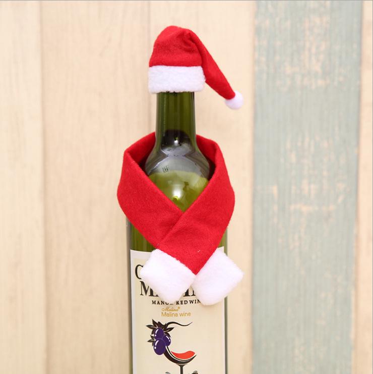 

Festive Non-Woven Scarf & Hat Wine Bottle Decor for Homes & Restaurants