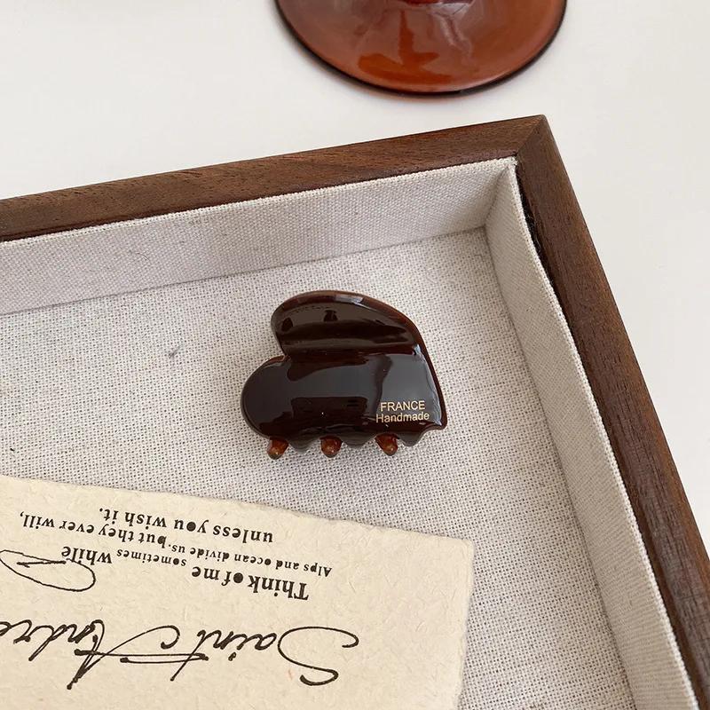 3.5cm Small Hairclaw Acetate Hair Crabs for Girls Cute Heart Shaped Hairclips for Women and Children Hair Accessories