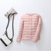 Nové dámské jednobarevné lehké péřové kabáty bez límce na knoflíky Teplá krátká péřová bunda Měkká pohodlná zateplená Slim krátká prošívaná bunda
