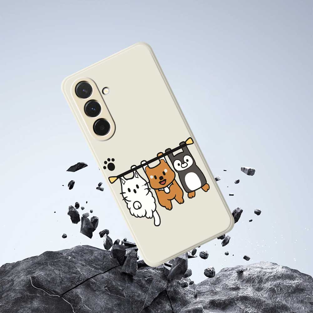 For Samsung Galaxy A36 5G Case Three Animal Dolls Pattern Printing Straight Edge TPU Phone Back Cover