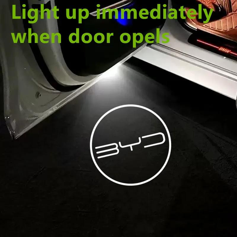For BYD Atto 3 Act Tang F3 E6 Yuan Song Plus EV F0 Qin 2 Pcs LED Wireless Car Door Welcome Lamp Projector Light Auto Accessories