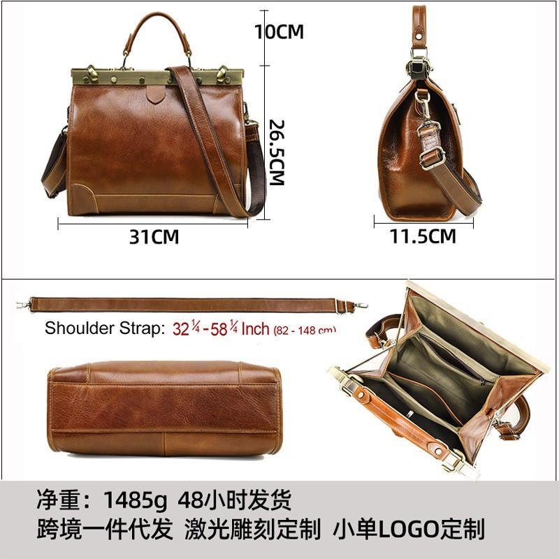 Full-grain Top-layer Cowhide High-end Genuine Leather Women's Bag With Multiple Compartments Large Capacity Hand-held High-light Luxury