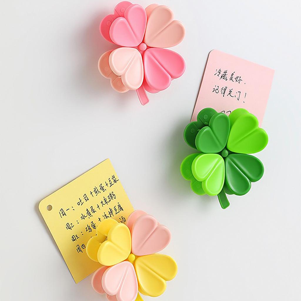 4Pcs Kitchen Magnetic Clip Multifunctional Four Leaf Clover Snack Sealer Food Storage Clip Fridge Magnet Decoration Clips