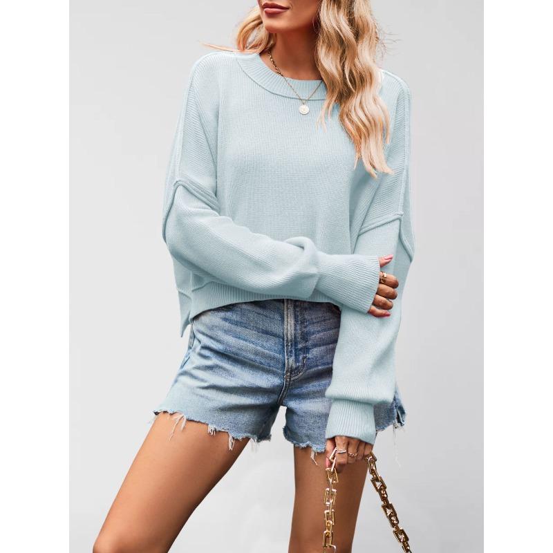 YYFS Dámská móda Ležérní Podzim Zima Jednobarevný potisk Dlouhý rukáv Topy s výstřihem do O Dámské oblečení Vlněné úplety Svetry