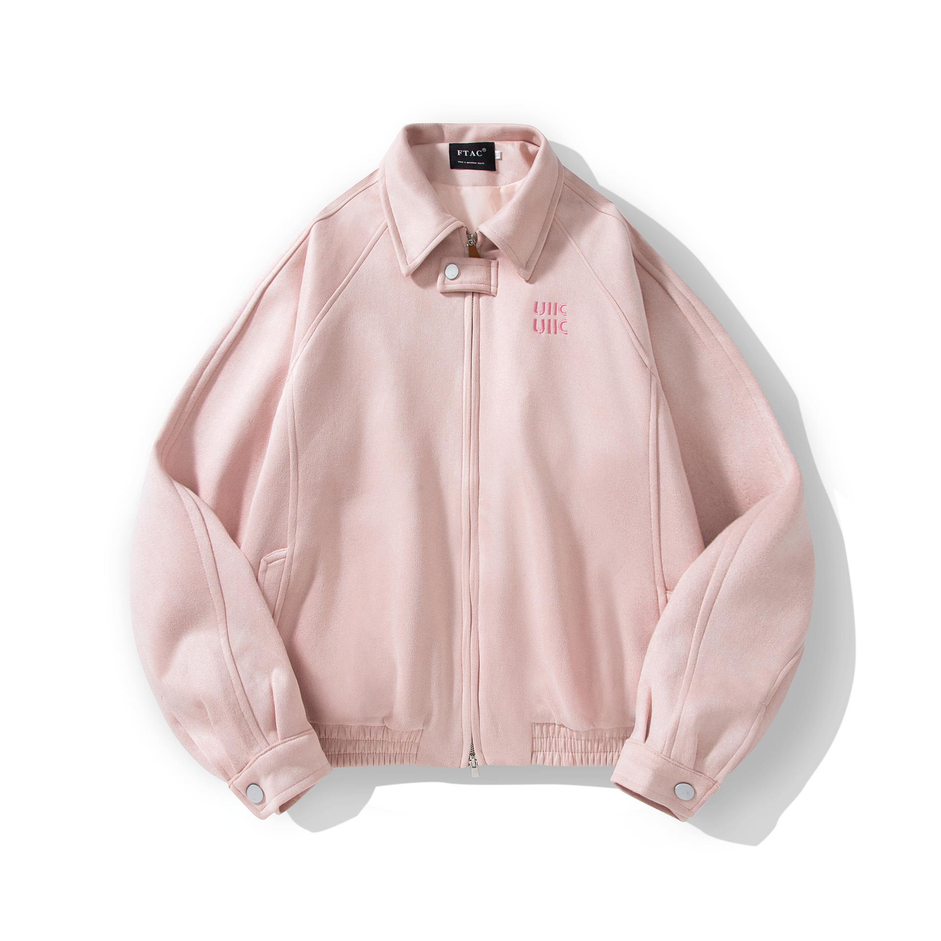 

Jacket men s spring and autumn new American retro lapel suede couple versatile top 2XL (recommended 150-82.5kg) розовый