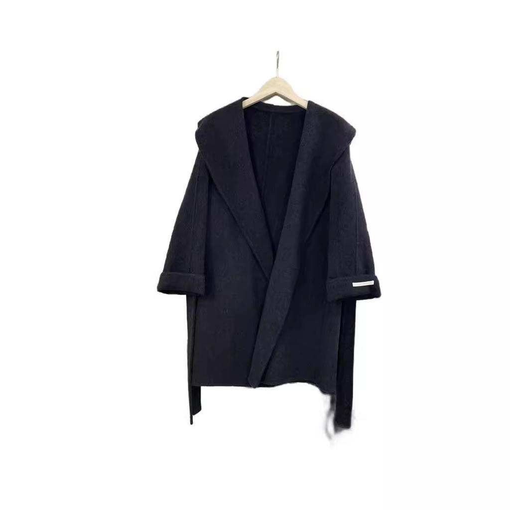 Autumn and winter new belt high-end coat medium and long wool woolen coat double-sided