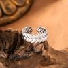 Fashion stainless steel leaf ring French retro opening adjustable ring light luxury finger ring