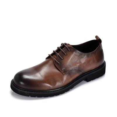 British Style Men'S Shoes First Layer Cowhide Retro Big Head Shoes Hand-Polished Old Trendy Shoes Platform Casual Leather Shoes