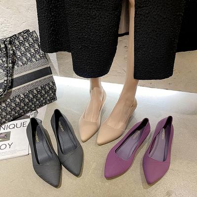 Korean Version of Women's Professional Work Shoes, Fashionable Pointed-toed Low-heeled Bag-toed Shoes, Solid Color, Light-mouthed, Lazy, One-pedal
