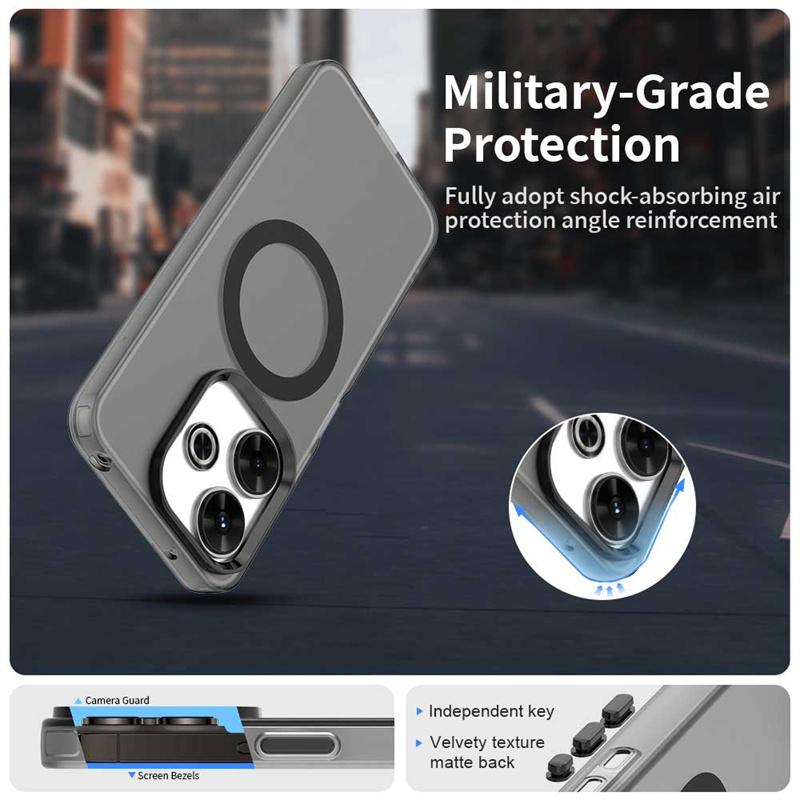 For Xiaomi Redmi 13x Case Magsafe Wireless Charging Cover For Xiaomi Redmi 13x Matte PC TPU Phone Bumper For Xiaomi Redmi 13x