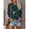 Womens Casual Abstract Print Long Sleeve Crew Neck T-Shirt 3D Effect 2025 Comfort Fit