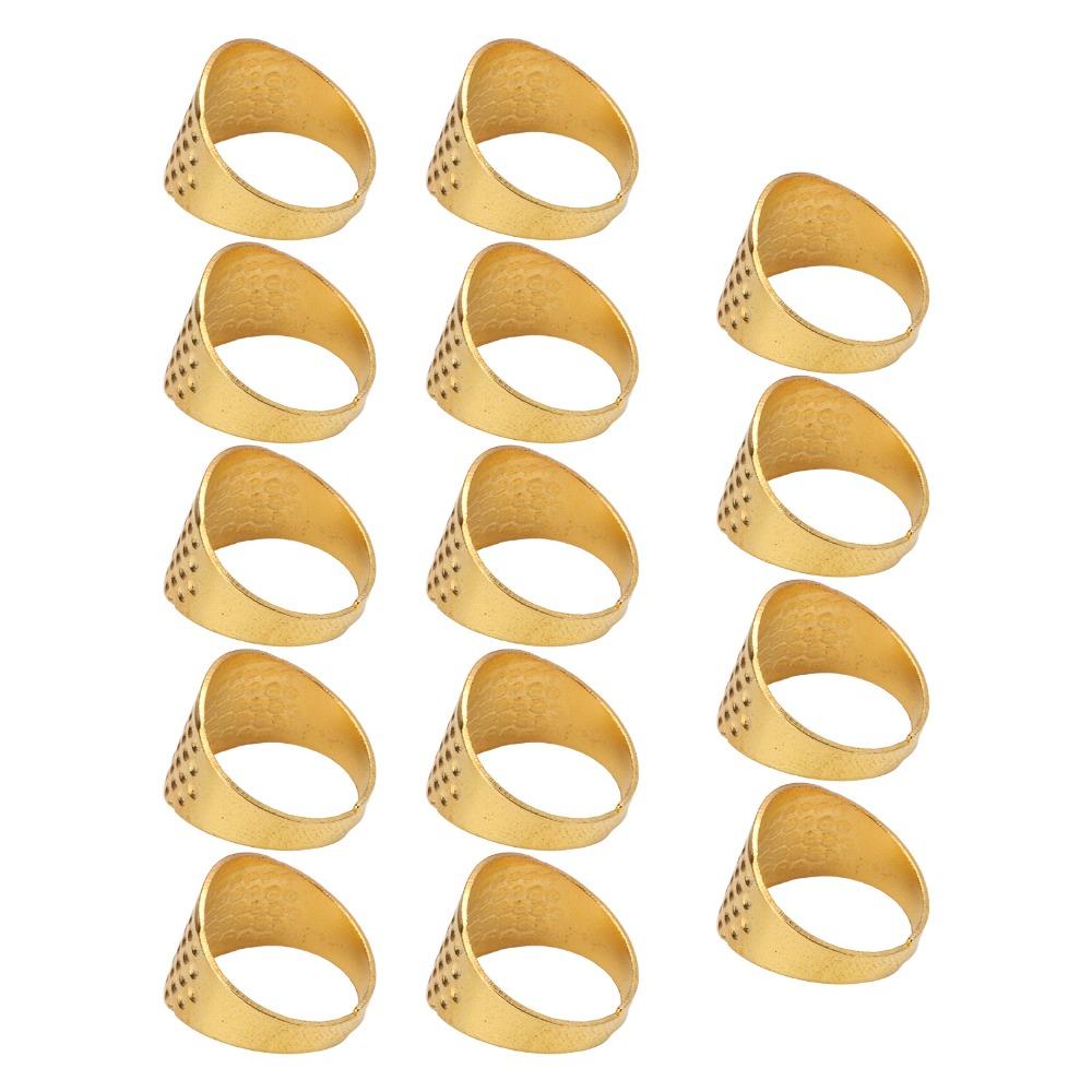 14pcs Finger Protector Ring Thimble Gold Copper Thimble Adjustable Thimble Quilting