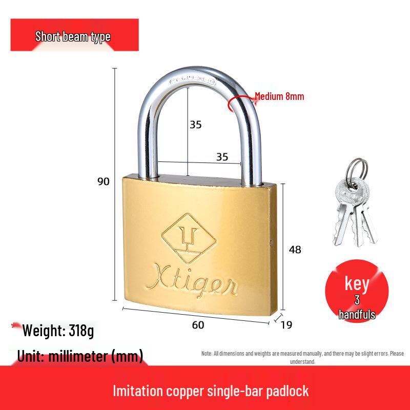 25MM Iron Padlock Single Open Imitation Copper Lock for Household or Student Use