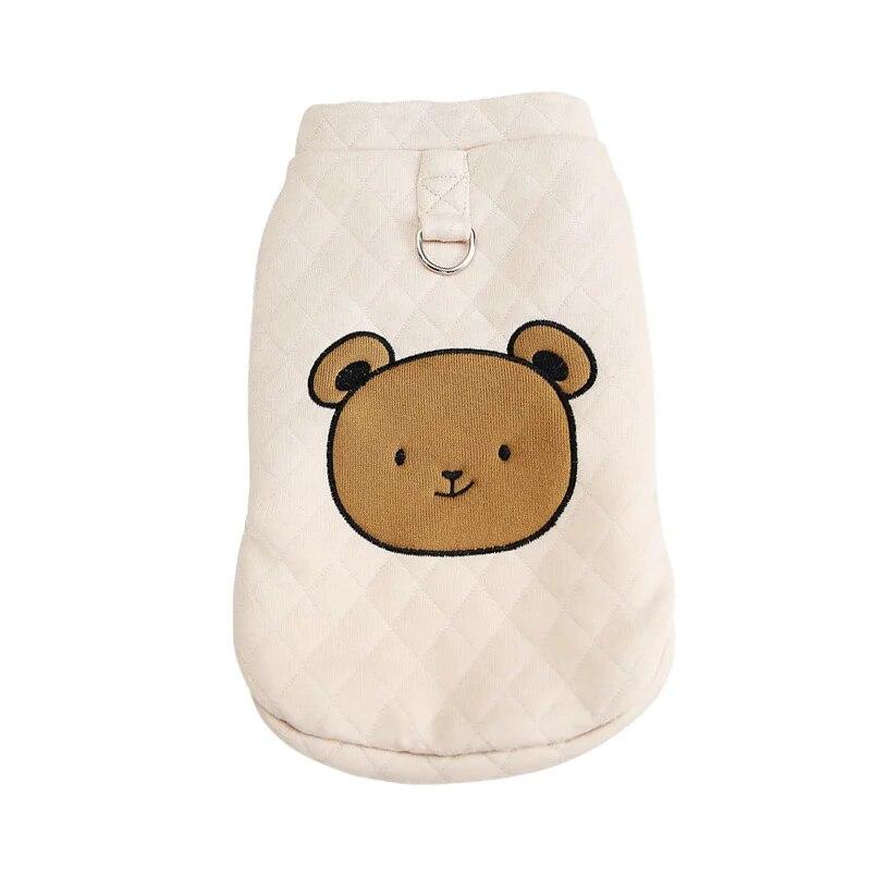Winter Warm Dog Coat Soft Thick Cotton Dog Jacket for Small Medium Dogs Cute Bear Pattern Puppy Vest Yorkie Chihuahua Clothing