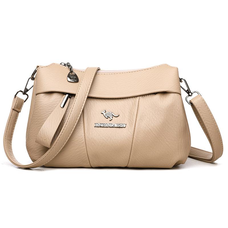 

Женская мягкая кожаная сумка для поездок на работу, многослойная, большая вместимость, сумка через плечо, сумка для мам среднего возраста хаки