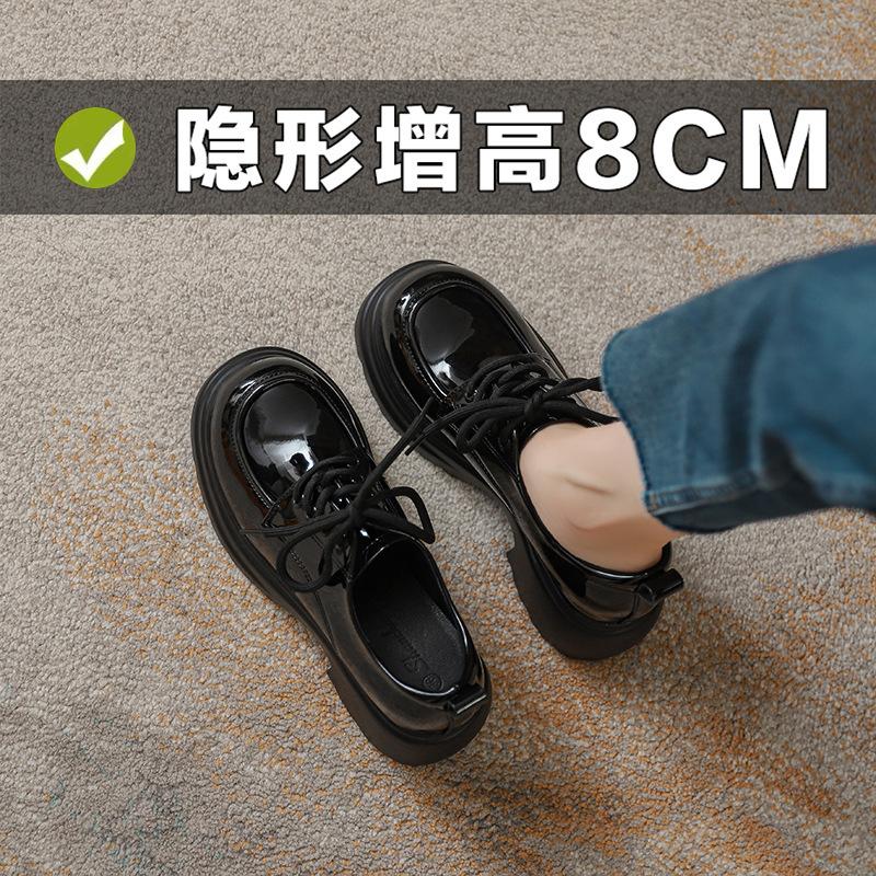 9Cm Thick-soled Women's Early Spring New Inner Height Increase White Lace-up Small Leather Shoes Women