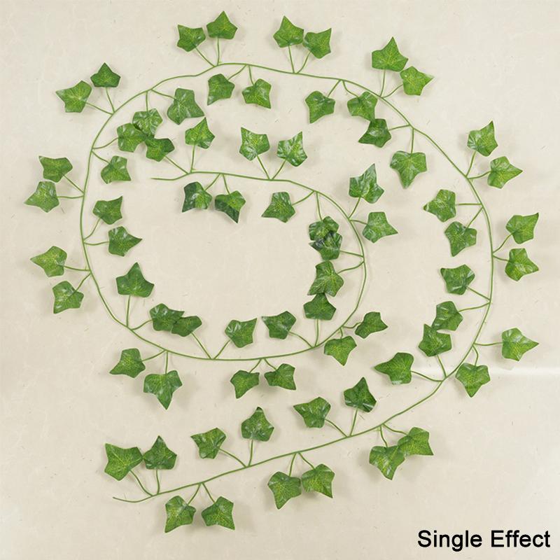 2.1M Artificial Plant Green Ivy Leaf Garland Silk Wall Hanging Vine Home Garden Decoration Wedding Party DIY Fake Wreath Leaves KTY