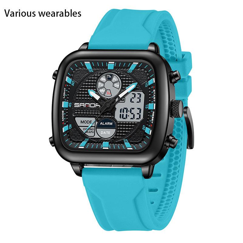 New Electronic Watch Youth Multifunctional Waterproof Sports Watch Alarm Clock Silicone Strap Luminous Watch