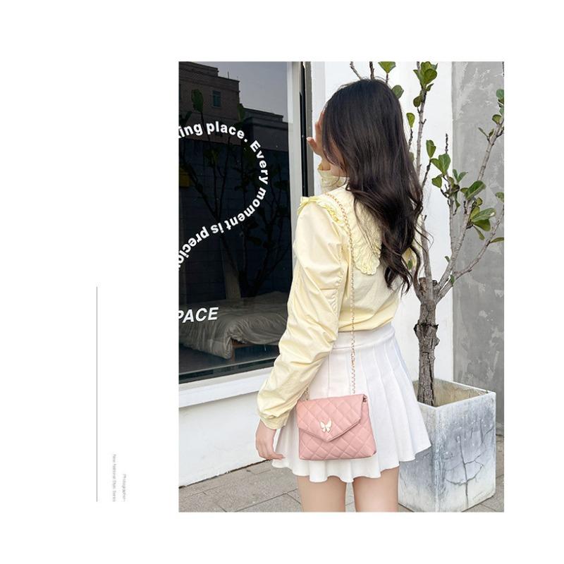 Embroidered Square Shoulder Bag - Korean-Style Crossbody Purse for Women