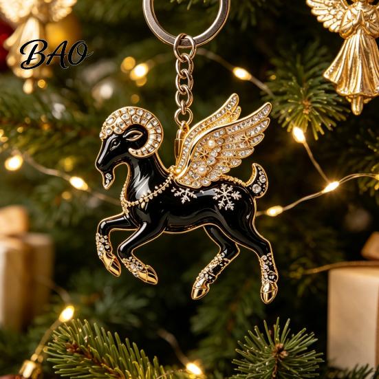 Sheep Accessory Acrylic Black Keyhcain, Goat Shaped Car Key Cartoon Keychain Ring Pendant, Backpack Handbag Charm Hanging Decoration