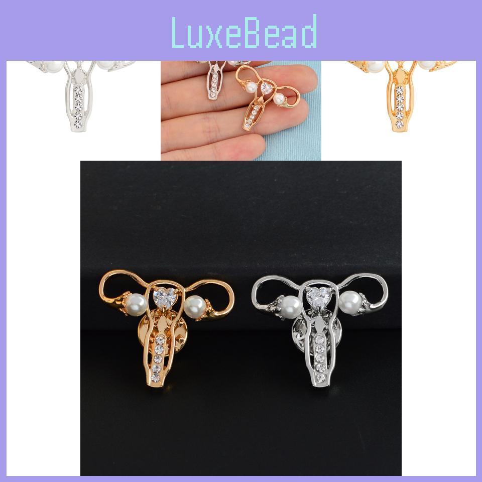 Stylový a trendy klopový odznak ve tvaru dělohy z elegantní slitiny s krystalovými detaily