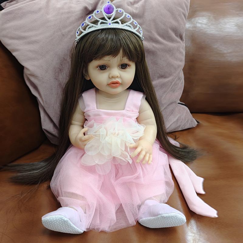 55CM Dudu Simulation Doll Vinyl Doll Baby Soft Rubber Toy Full Glue Baby Doll