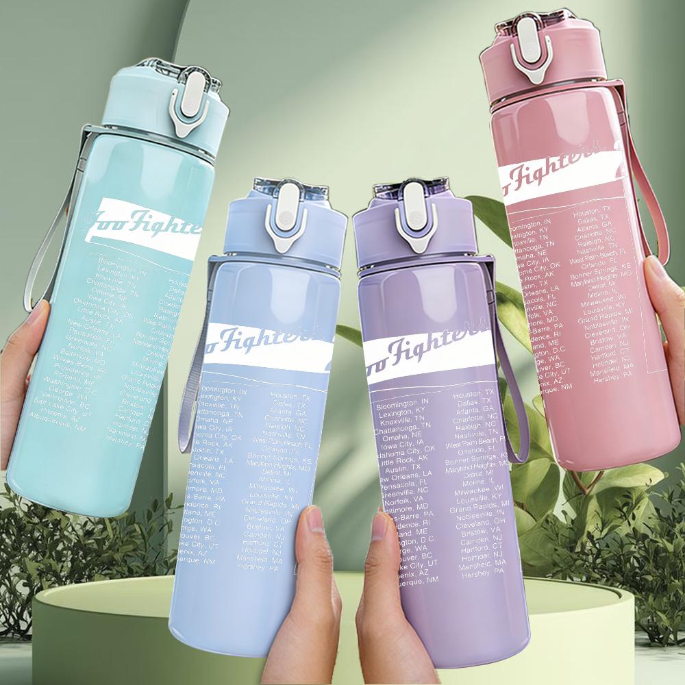 1PC Plain Blank Minimalist White Print 750ml Portable Sports Water Bottle Leakproof Gym Outdoor Travel Drink Cup