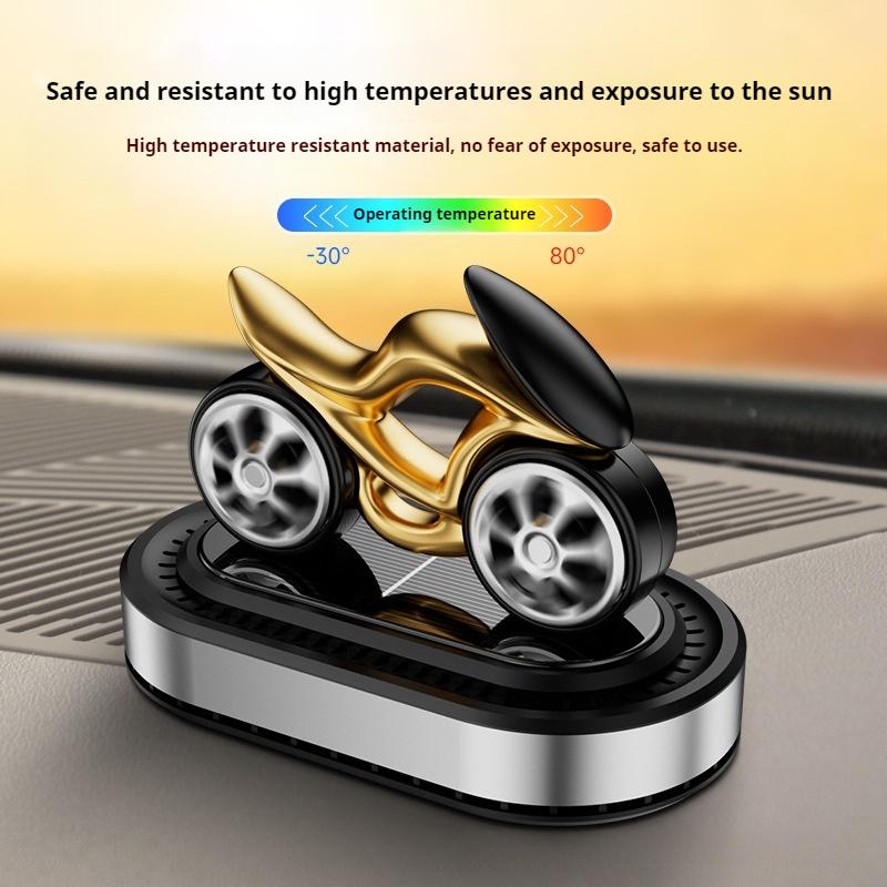 Mounted Solar Powered Motorcycle Ornament Car Desk Gadgets Wheel Rotating Fidget Roller Spinning Top Tip Gyro Metal Children
