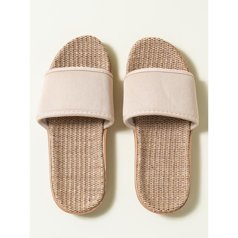Daiso Horizontal Banding Linen Slippers 240 Mm