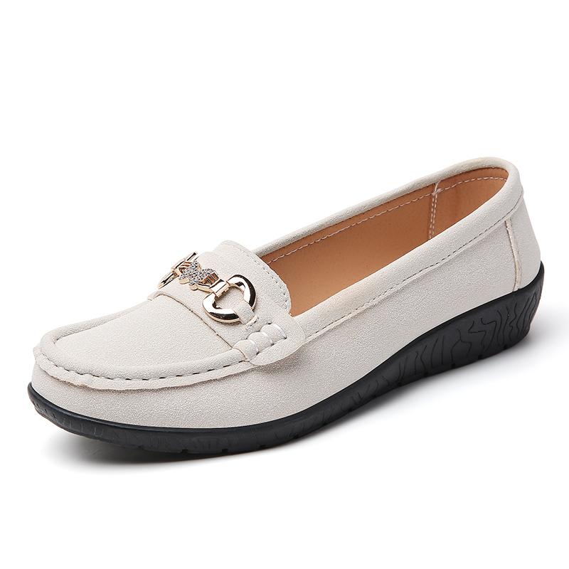 Fashion New Women Moccasins Flats Shoes Ladies Genuine Leather Shoes Woman Loafers Slip On Comfy Shoes Ladies Casual Shoes Size 44