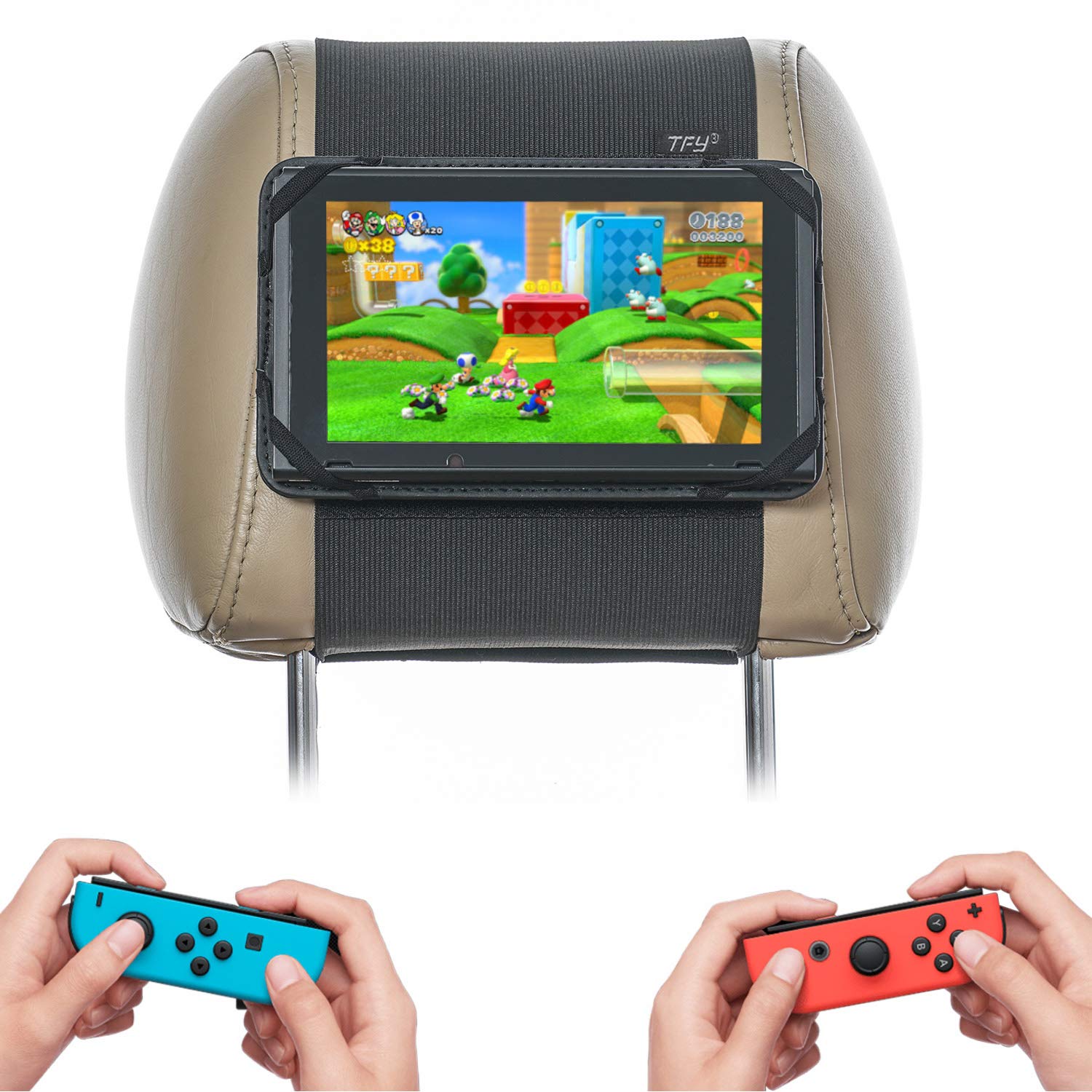 Compatible Holder Nintendo Switch Mount Headrest Car Mount TFY Car nero