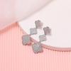 Elegant Long Clover Necklace Earring Bracelet Set With Full CZ Zircon Stones Sterling Plated