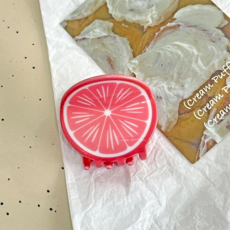 Slip proof Hair Clips Acrylic  Half Up Hair Accessories With Fruit Theme For Sports Travel Daily Use