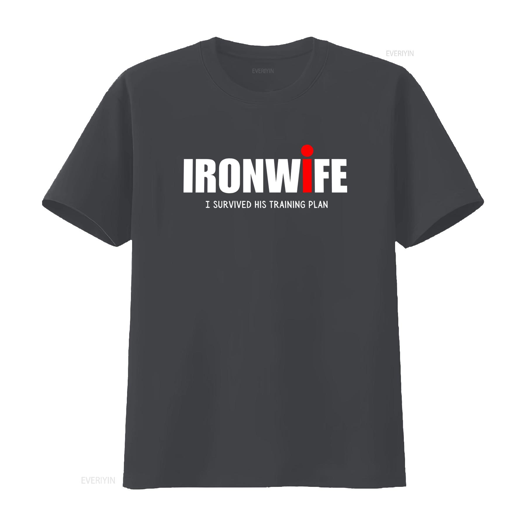 

Ironwife T Shirt Triathlon Support for Triathlete Swim Bike Run Top Funny Tri Humor I Survived His Training Plan vintage 4XL