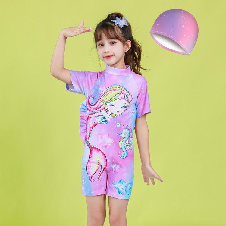 

Детский милый мультяшный слитный купальник для серфинга с коротким рукавом для девочек - быстросохнущий XXL (9-11 years)