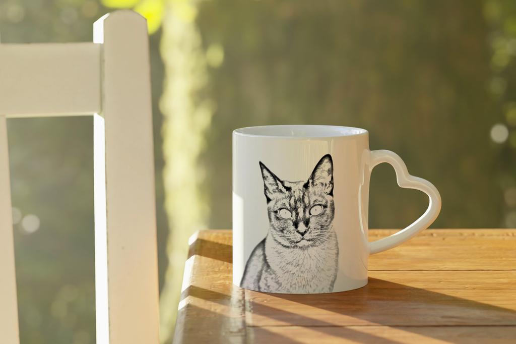 Tonkinese Cat - cat mug, adorable heart-shaped handle mug, universal gift from Art-Dog brand