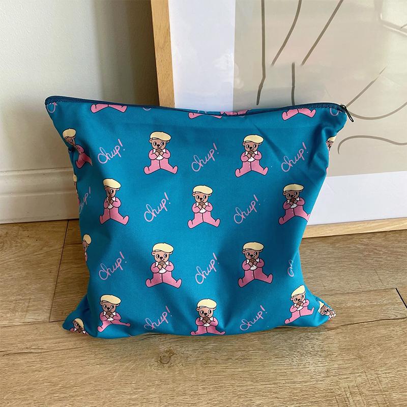 Kawaii Makeup Bag  Cartoon Bear Pattern Cosmetic Pouch Toiletry Bag Large Capacity Portable Stationery Bag