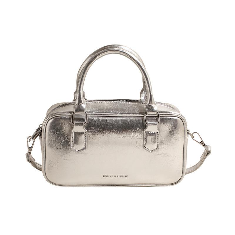 

IELGY Женская сумка-тоут Boston Pillow премиум-класса, повседневная универсальная сумка-мессенджер серебристого цвета