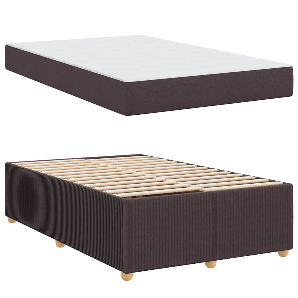 Bed Frame with Mattress Dark Brown 120 X 200 Cm Fabric