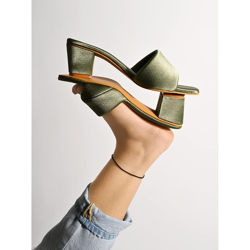 Shoetopia Stylish Solid Green Block Heels for Women & Girls /UK6 6 UK зелёный