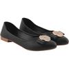 Shoetopia Women'S Black Ballet Flats Textured Slip-On Bellies With Decorative Bow & Gold Button | Elegant Casual & Offi
