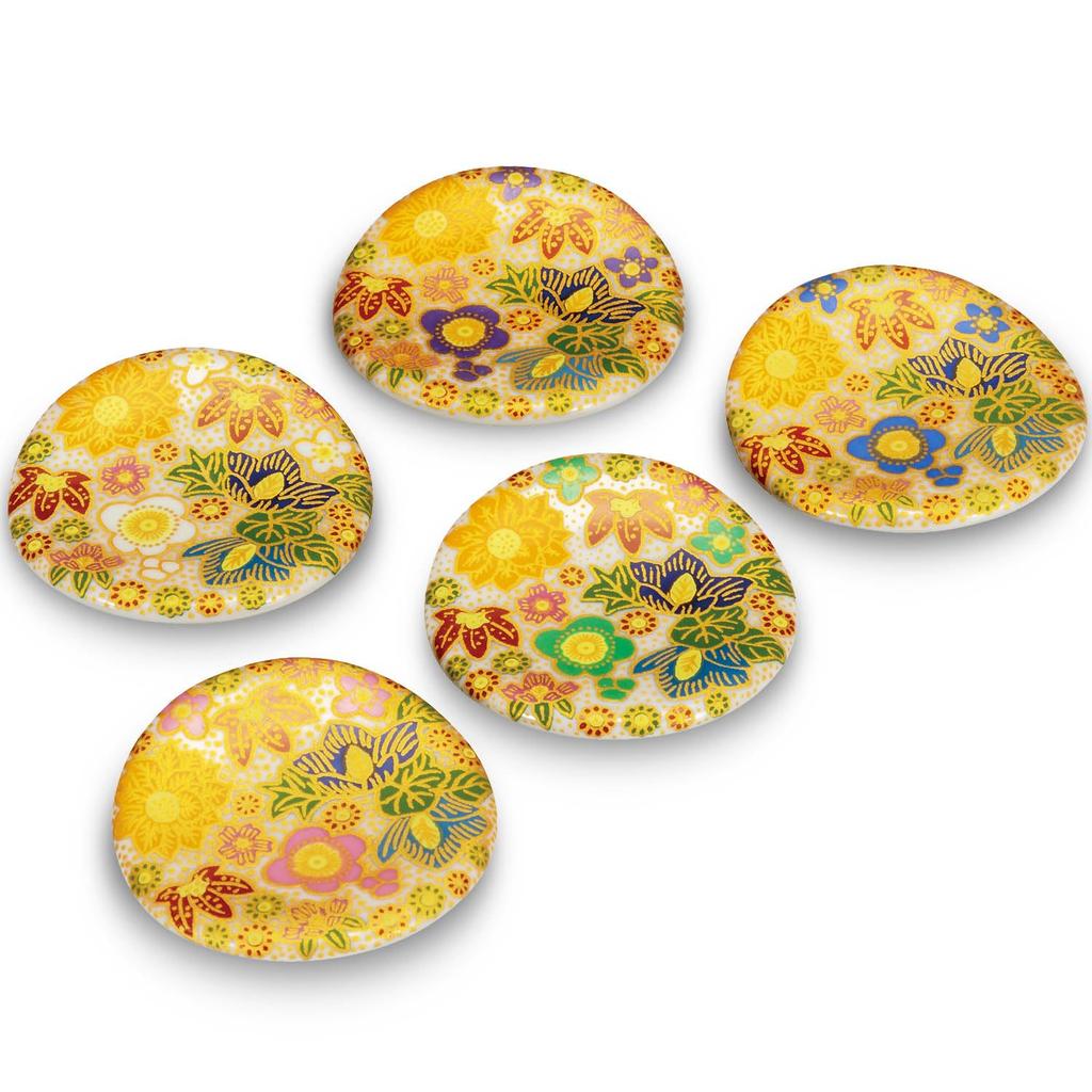 Waza No Kura Chopstick Rests, Stylish Set of 5, Kutani Ware, Flower Pattern, Ceramic, High-Quality, Japanese Tableware, Cutlery Rest, Made In Japan