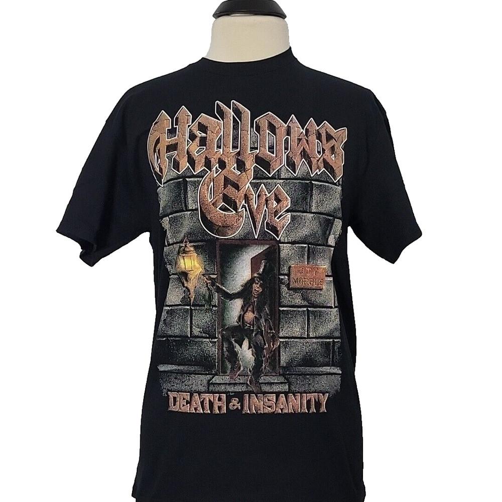 

HALLOWS EVE Death amp Insanity XL T-Shirt Black Mens Band Logo Unisex T-Shirt XXL