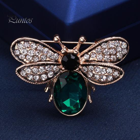 Cute Rhinestones Faux Gem Brooch Pin Bee Shape Suit Lapel Shawl Scarf Badge Wear-resistant Faux Silk Buckle Fashion Accessories