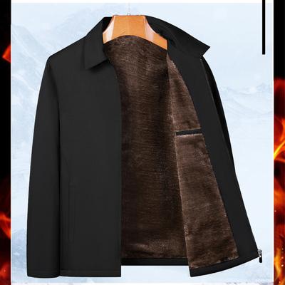 Höst Och Vinter Ny Revers Bomullsvadderad Herr Fleece Förtjockad Business Casual Jacka Termojacka