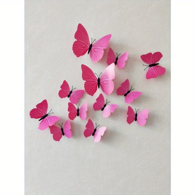 

12pcs/Set 3D Butterfly Wall Sticker, Simple Plastic Butterfly Sticker For Home Decoration, Wall Decal, Vinly Decal For Home Decorations Stickers one-size розовый