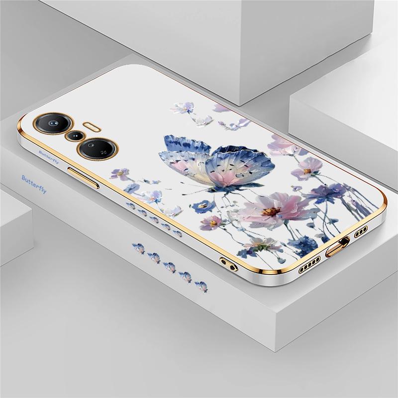 Case for Infinix Hot 12i 20S 20i 30i 12 40 Pro 40i 30 20 4G 5G 12 Play Fashion Flower Pattern Plating Butterfly Silicone Cover