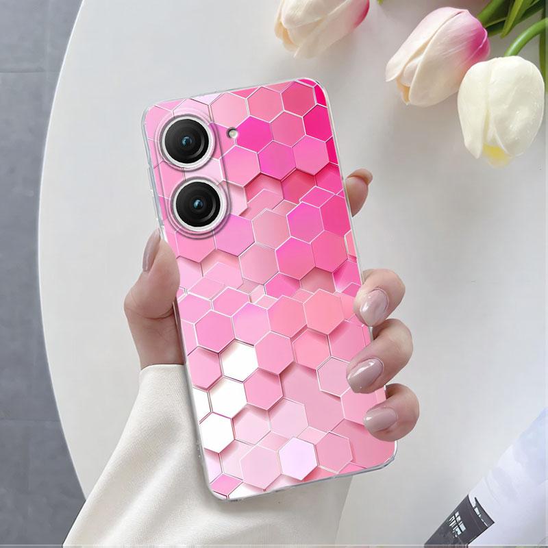 Per Custodia Asus Zenfone 9 10 Custodia Lussuosa Per Asus Zenfone 10 Marmo Fiore di Farfalla Cover Protettiva Trasparente in Silicone Morbido